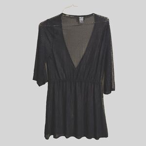 Jordan Taylor Black Mesh Swimsuit Cover Up Dress Tunic Spring Break Size L